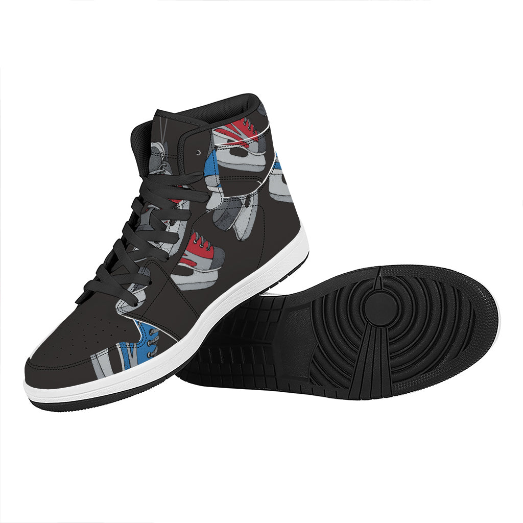 Ice Hockey Skates Print High Top Leather Sneakers