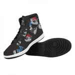 Ice Hockey Skates Print High Top Leather Sneakers
