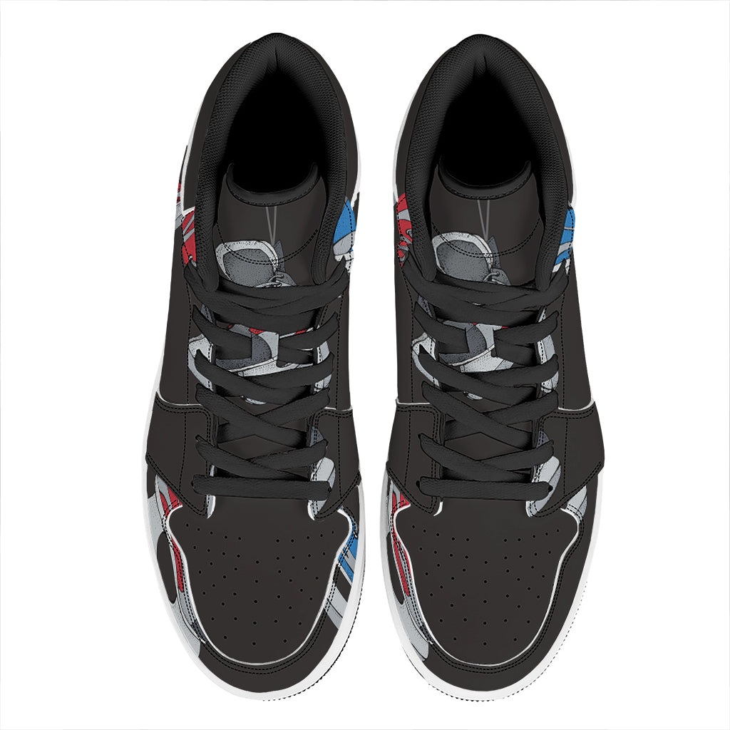 Ice Hockey Skates Print High Top Leather Sneakers