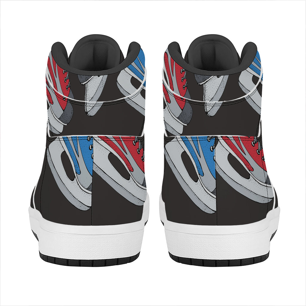 Ice Hockey Skates Print High Top Leather Sneakers