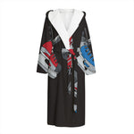 Ice Hockey Skates Print Hooded Bathrobe