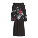 Ice Hockey Skates Print Hooded Bathrobe