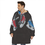 Ice Hockey Skates Print Hoodie Blanket