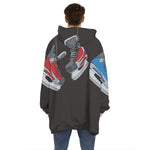 Ice Hockey Skates Print Hoodie Blanket