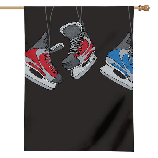 Ice Hockey Skates Print House Flag