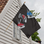 Ice Hockey Skates Print House Flag