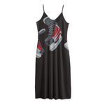 Ice Hockey Skates Print Jersey Midi Cami Dress