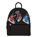 Ice Hockey Skates Print Leather Backpack