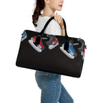 Ice Hockey Skates Print Leather Duffle Bag