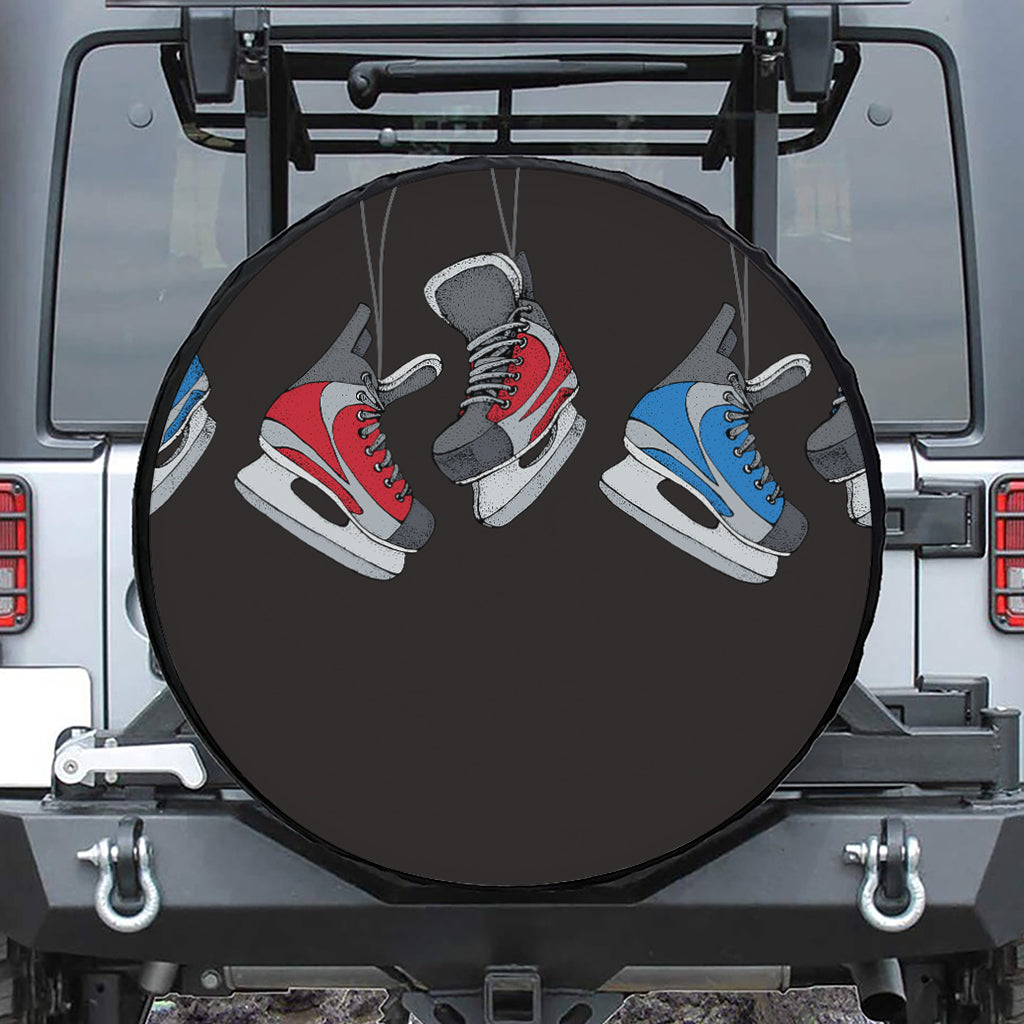 Ice Hockey Skates Print Leather Spare Tire Cover