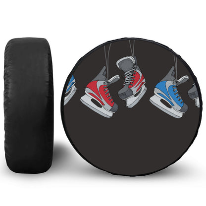 Ice Hockey Skates Print Leather Spare Tire Cover