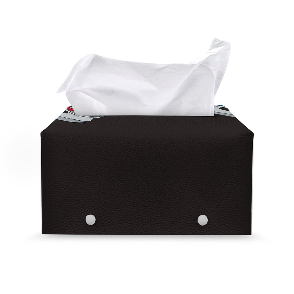 Ice Hockey Skates Print Leather Tissue Box Cover