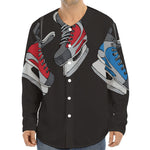 Ice Hockey Skates Print Long Sleeve Baseball Jersey
