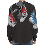 Ice Hockey Skates Print Long Sleeve Baseball Jersey