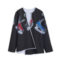 Ice Hockey Skates Print Long Sleeve Short Coat