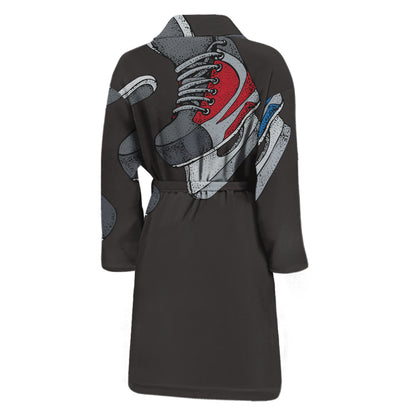 Ice Hockey Skates Print Men's Bathrobe