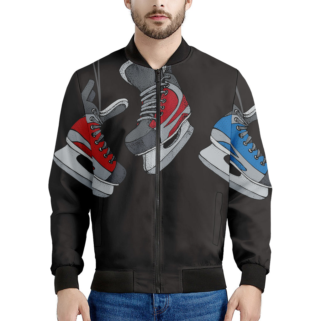Ice Hockey Skates Print Men's Bomber Jacket
