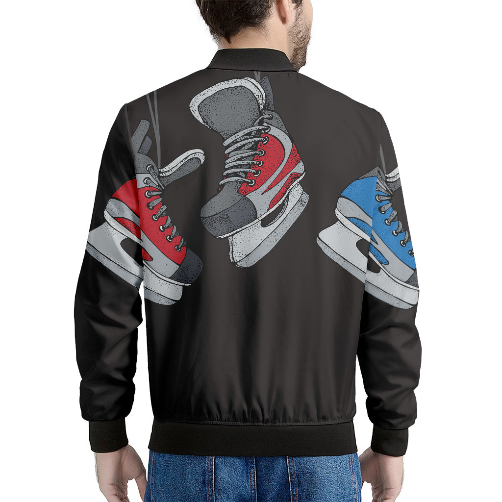 Ice Hockey Skates Print Men's Bomber Jacket