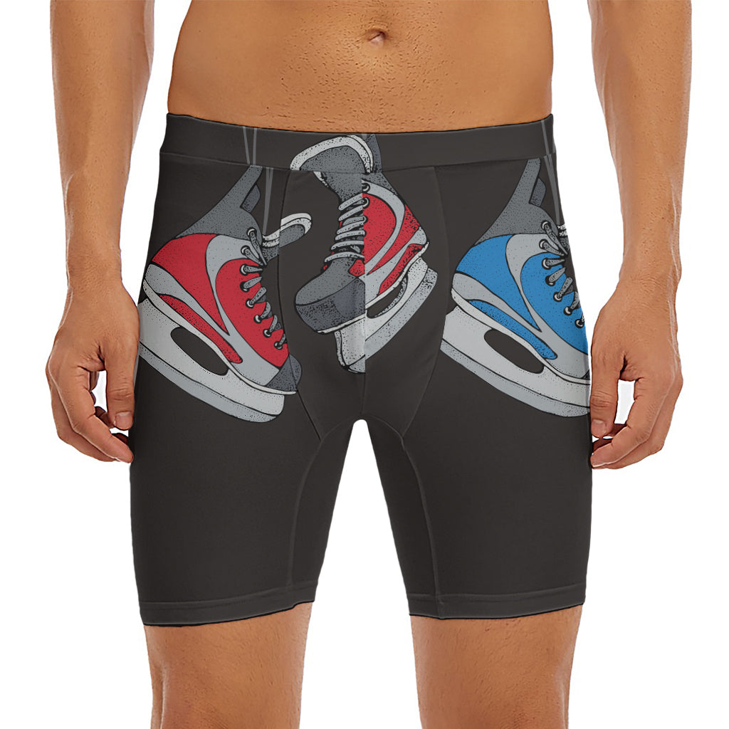 Ice Hockey Skates Print Men's Long Boxer Briefs