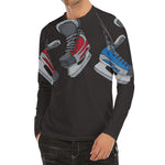 Ice Hockey Skates Print Men's Long Sleeve Rash Guard