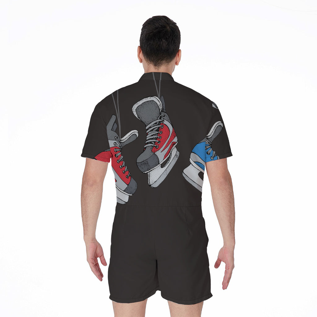 Ice Hockey Skates Print Men's Rompers