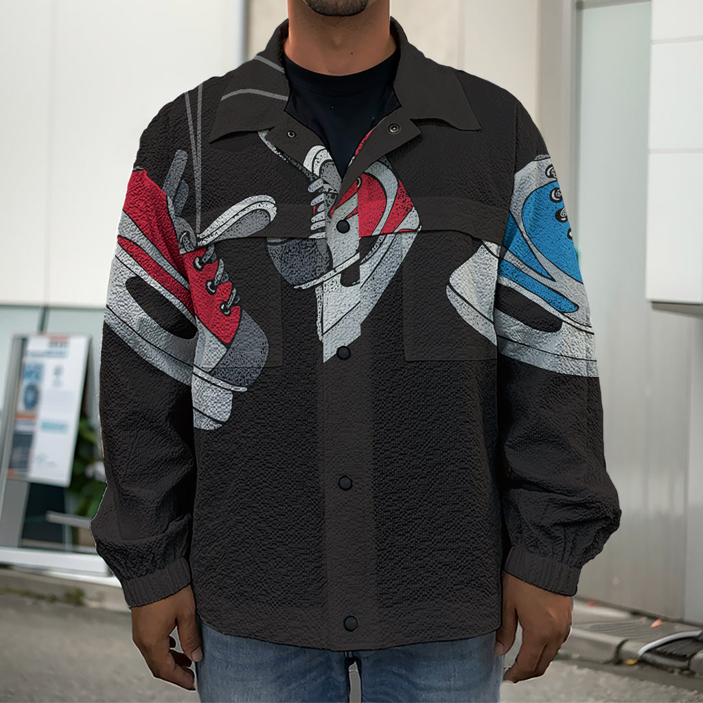 Ice Hockey Skates Print Men's Shirt Jacket