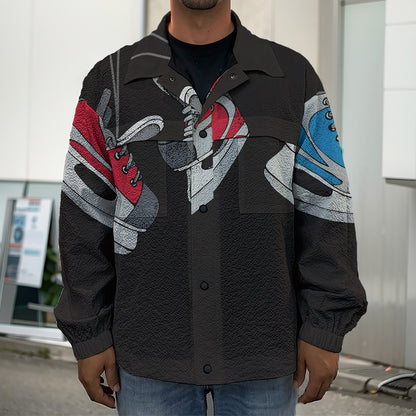 Ice Hockey Skates Print Men's Shirt Jacket