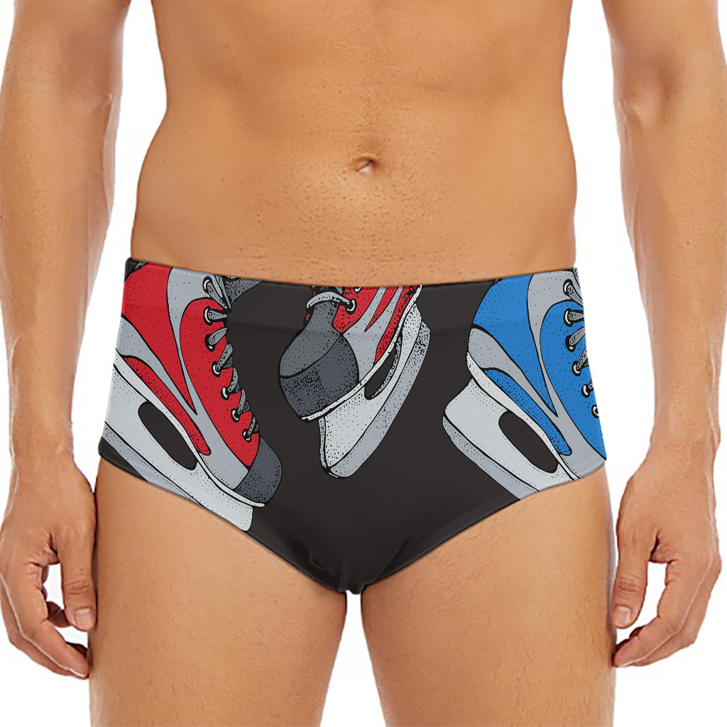 Ice Hockey Skates Print Men's Triangle Swim Briefs