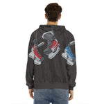 Ice Hockey Skates Print Men's Velvet Pullover Hoodie