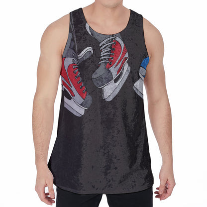 Ice Hockey Skates Print Men's Velvet Tank Top