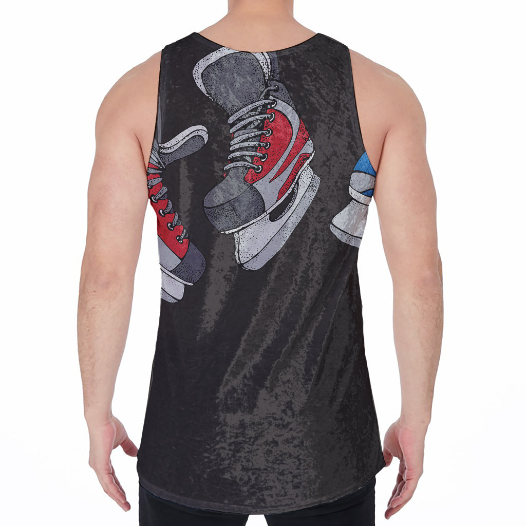 Ice Hockey Skates Print Men's Velvet Tank Top