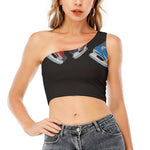 Ice Hockey Skates Print One Shoulder Crop Top