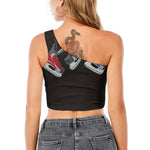 Ice Hockey Skates Print One Shoulder Crop Top