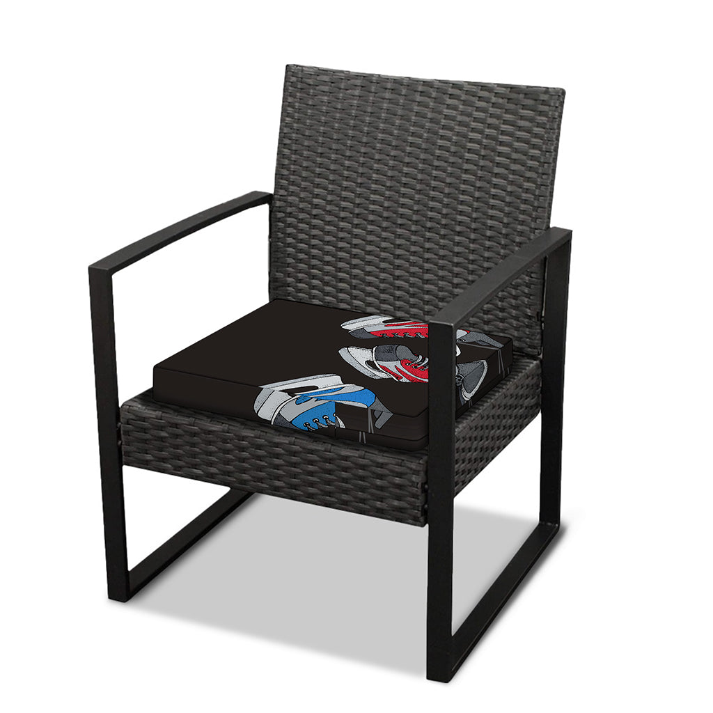 Ice Hockey Skates Print Outdoor Seat Cushion Cover
