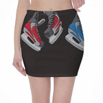 Ice Hockey Skates Print Pencil Mini Skirt