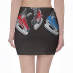 Ice Hockey Skates Print Pencil Mini Skirt