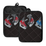 Ice Hockey Skates Print Pot Holders With Pocket
