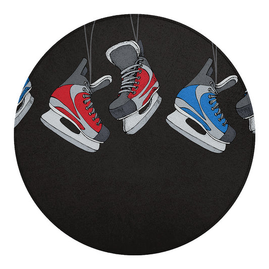 Ice Hockey Skates Print Round Blanket