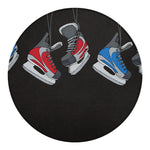 Ice Hockey Skates Print Round Blanket