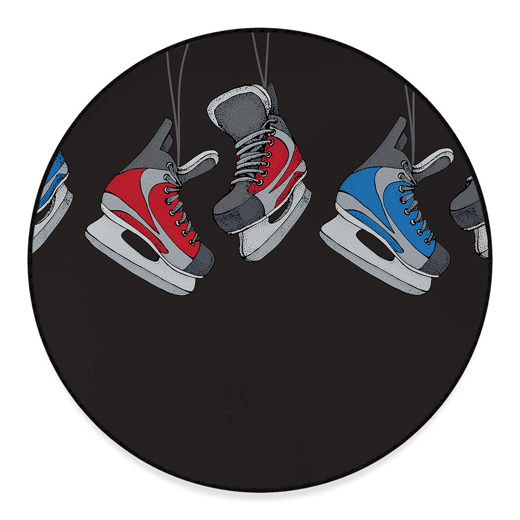 Ice Hockey Skates Print Round Floor Mat