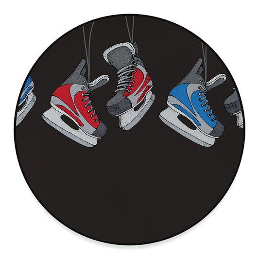 Ice Hockey Skates Print Round Floor Mat