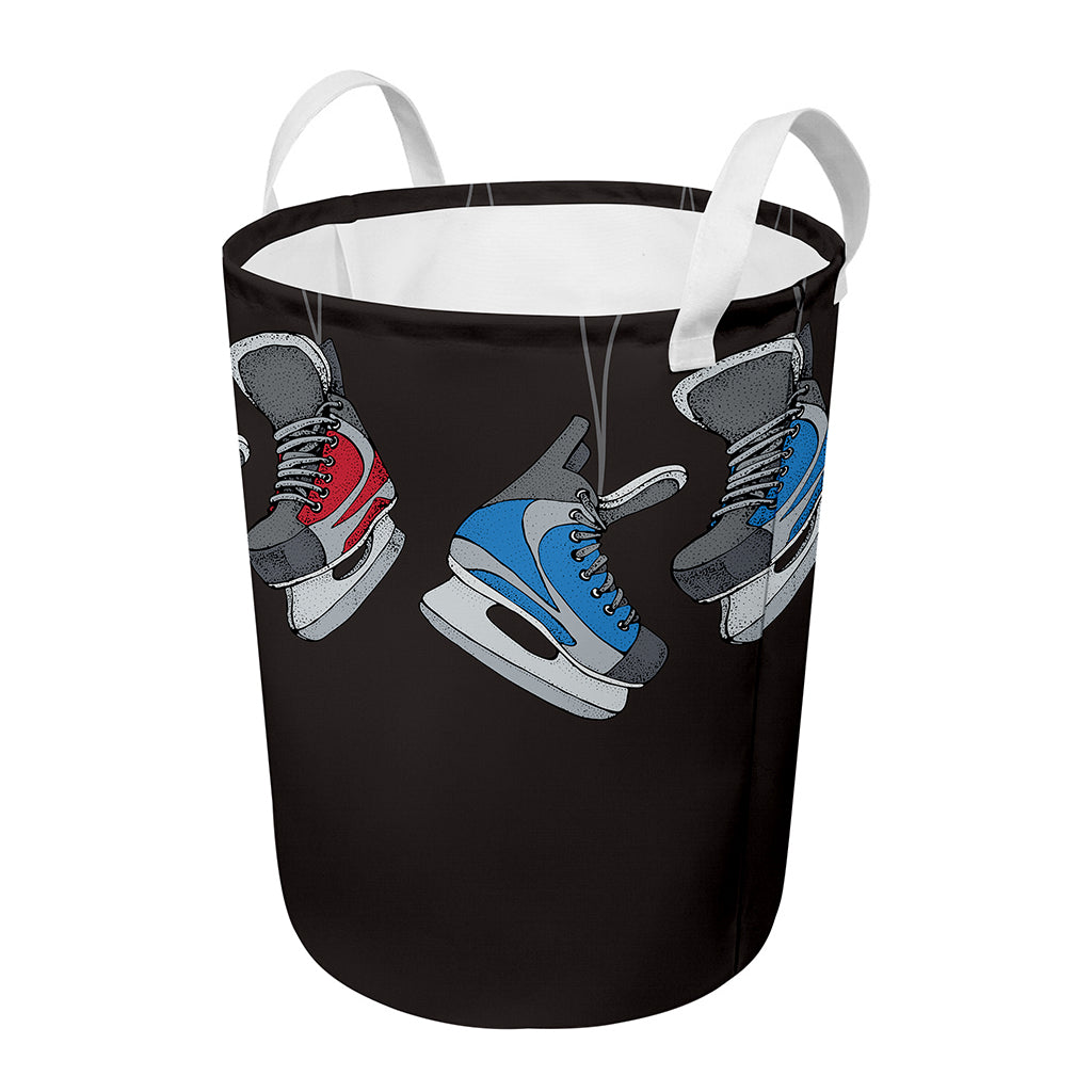 Ice Hockey Skates Print Round Laundry Basket