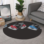 Ice Hockey Skates Print Round Rug