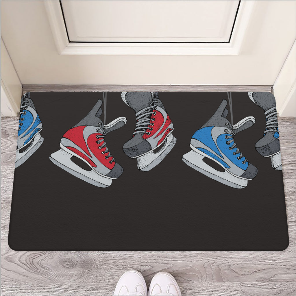 Ice Hockey Skates Print Rubber Doormat