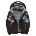 Ice Hockey Skates Print Sherpa Lined Zip Up Hoodie
