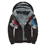 Ice Hockey Skates Print Sherpa Lined Zip Up Hoodie