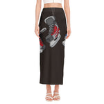Ice Hockey Skates Print Side Slit Maxi Skirt