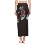 Ice Hockey Skates Print Side Slit Maxi Skirt