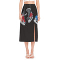 Ice Hockey Skates Print Side Slit Midi Skirt