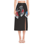 Ice Hockey Skates Print Side Slit Midi Skirt